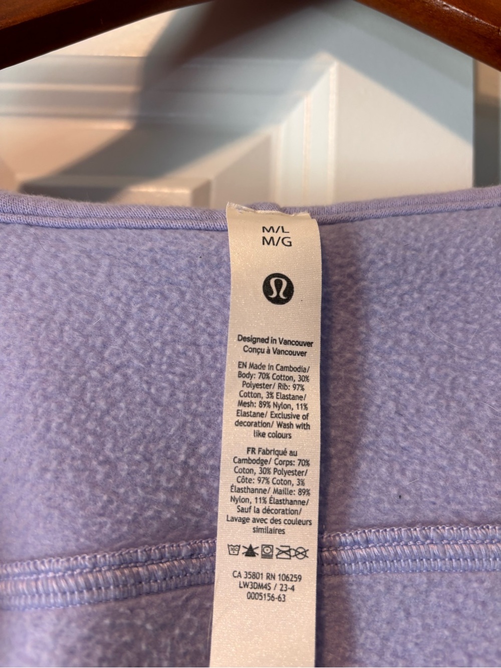 lululemon athletica Lavender Cozy Fleece Pullover M/L
